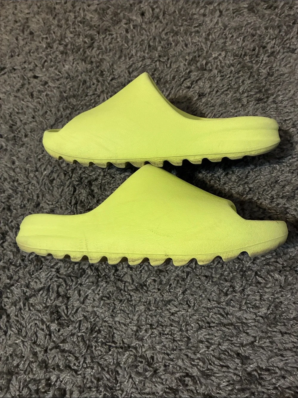 Neon Yeezy slides